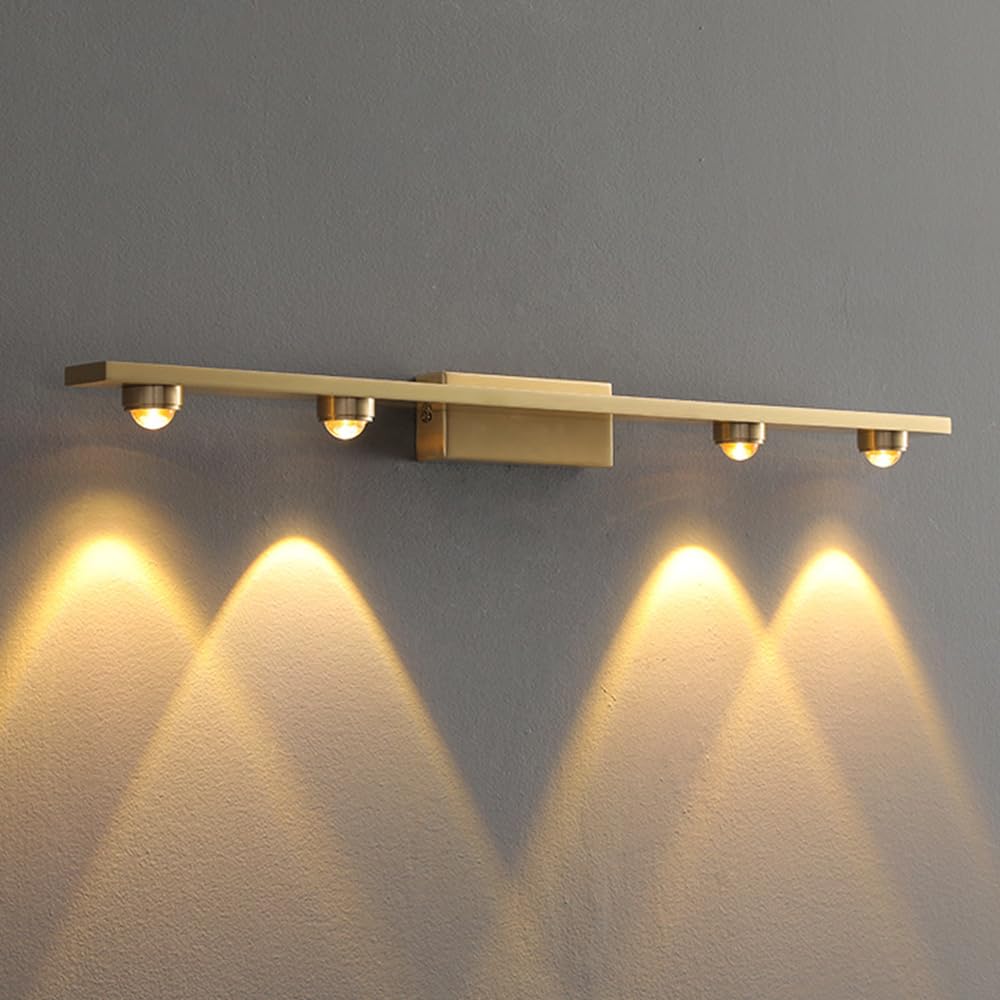 SXECAEPS Nordic Modern Led Wall Sconce Hardwired Indoor Lamp, Brushed Brass Lighting Fixtures, 3000K Warm Light Mounted for Bedroom Bedside