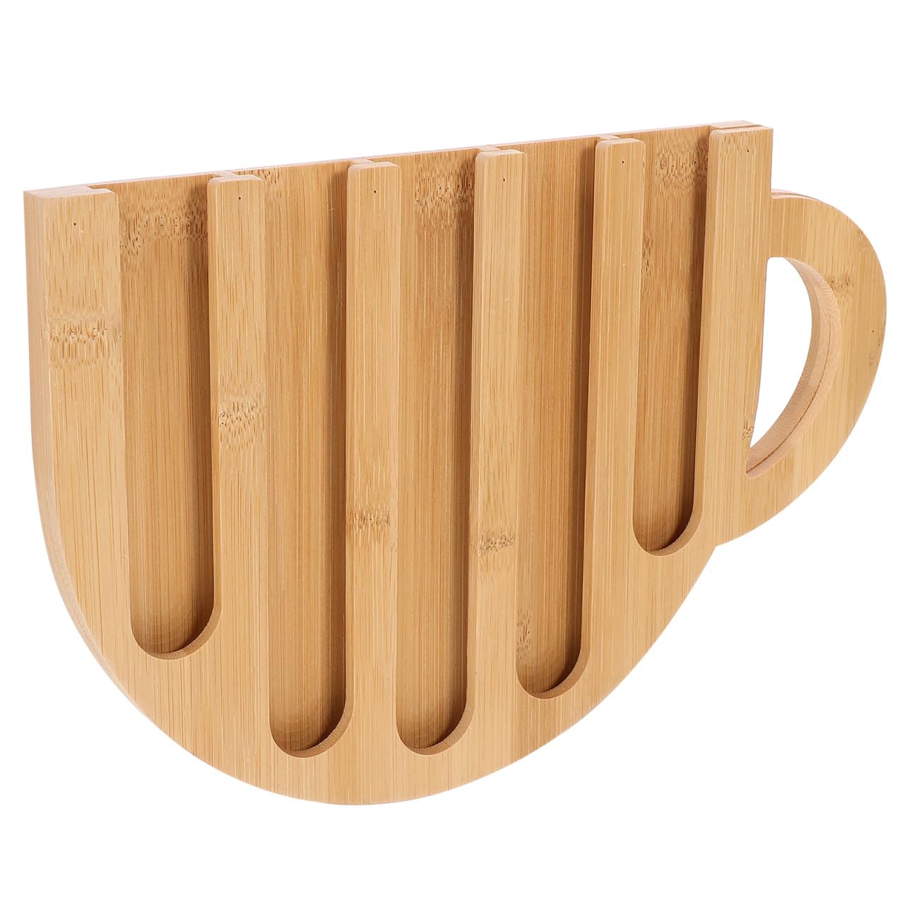 Estante de Madera Beige Diseño Vertical en Forma de Taza para Almacenar Cápsulas de Café, Soporte Innovador y Fiable para Uso en Casa o Tienda