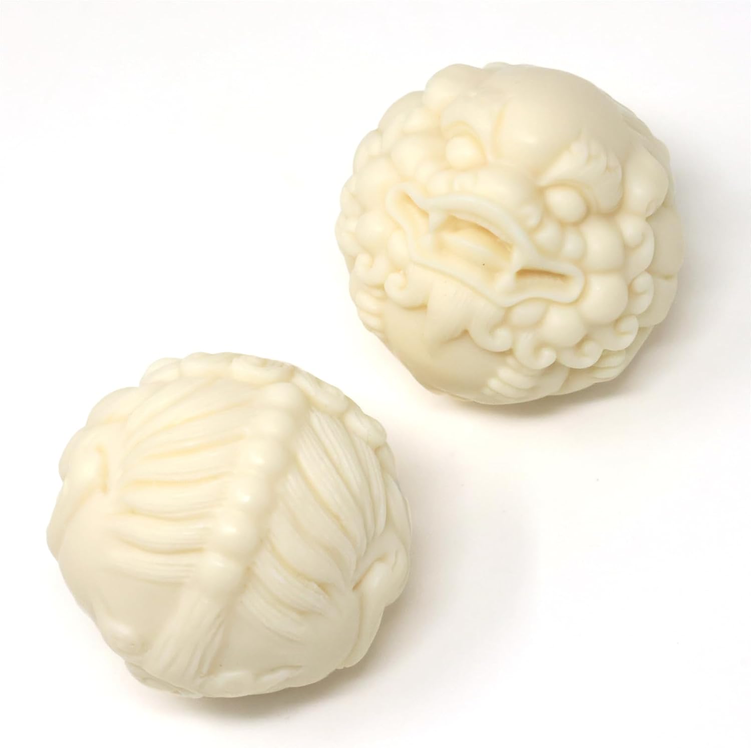 yueton 2 PCS Exquisite Ivory Fruit Baoding Balls Chinese Style Carved Pixiu Hand Exercise Tool Massage Balls Stress Relief Hand Exercise Ball for Men Women
