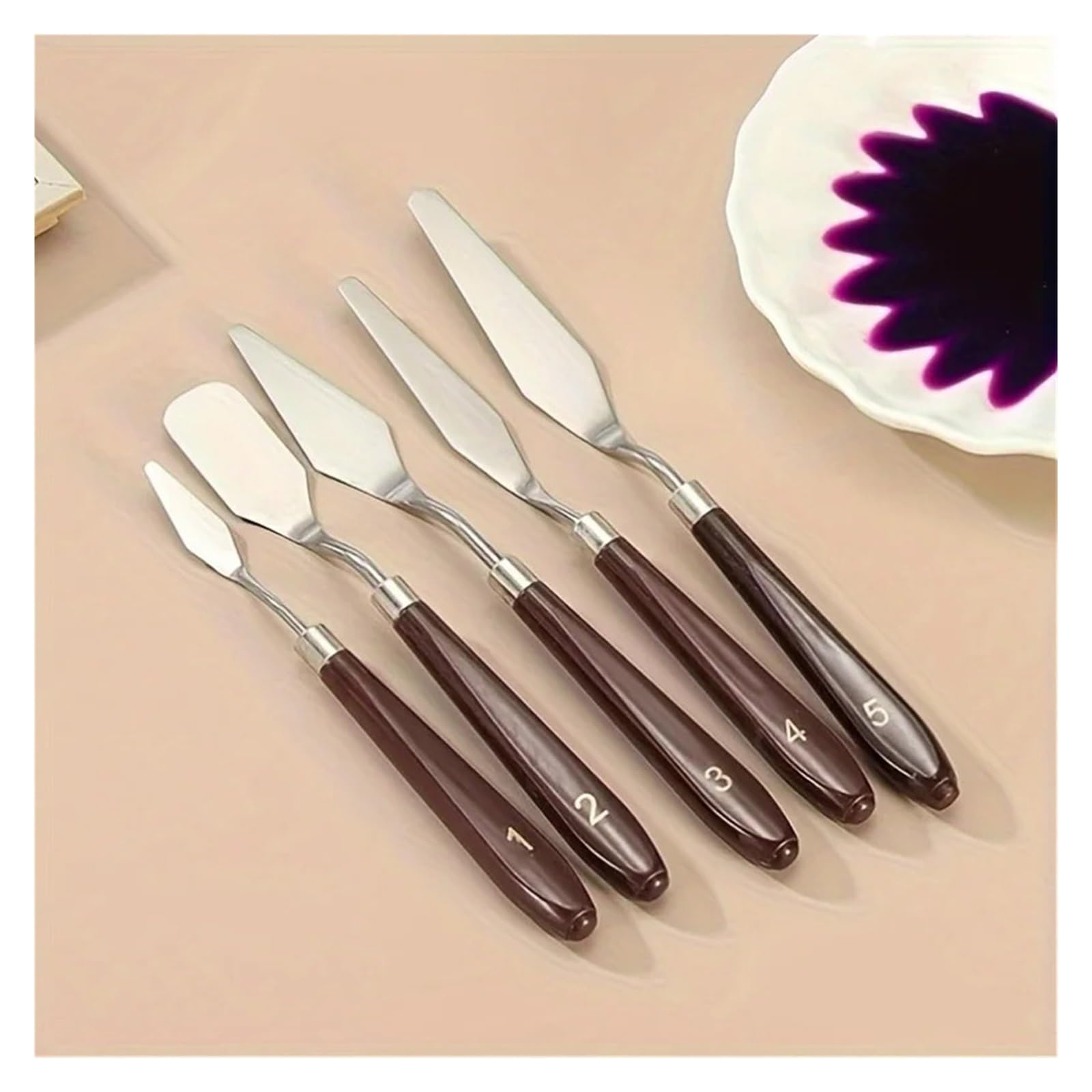 Genérico Spatule à crème for gâteau, Outil de pâtisserie en Acier Inoxydable, 5 pièces