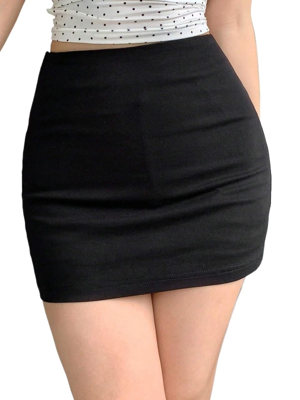 Womens Casual Mini Skirt Solid Color Daily Wear Summer Black Skirts Pencil Outfits Clothes