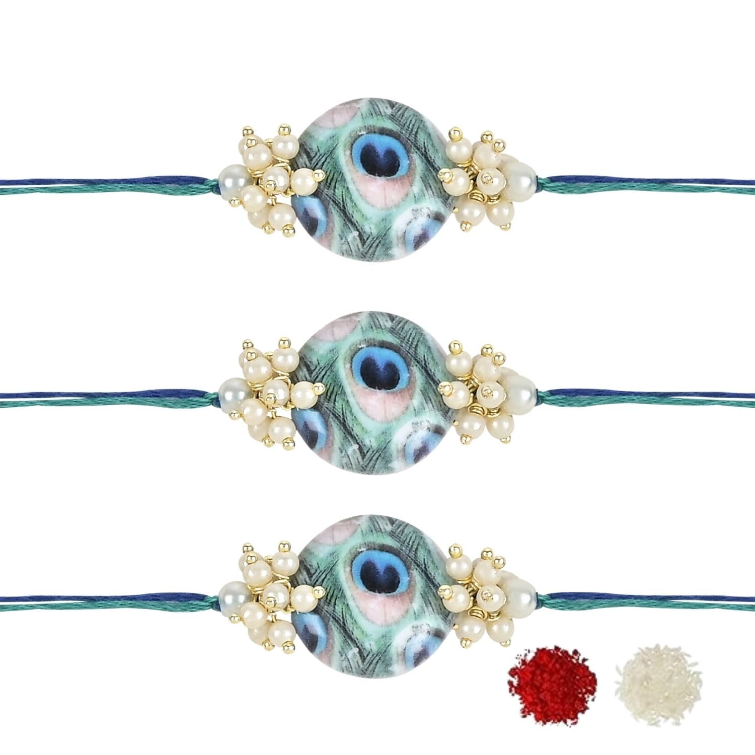 I Jewels Pearl & Peacock Feather Designer Bhaiya Rakhi With Roli Chawal for Brother/Bro/Men with Rakshabandhan Card (B0CB4KLZ1P) Amazon Price History, Amazon Price Tracker