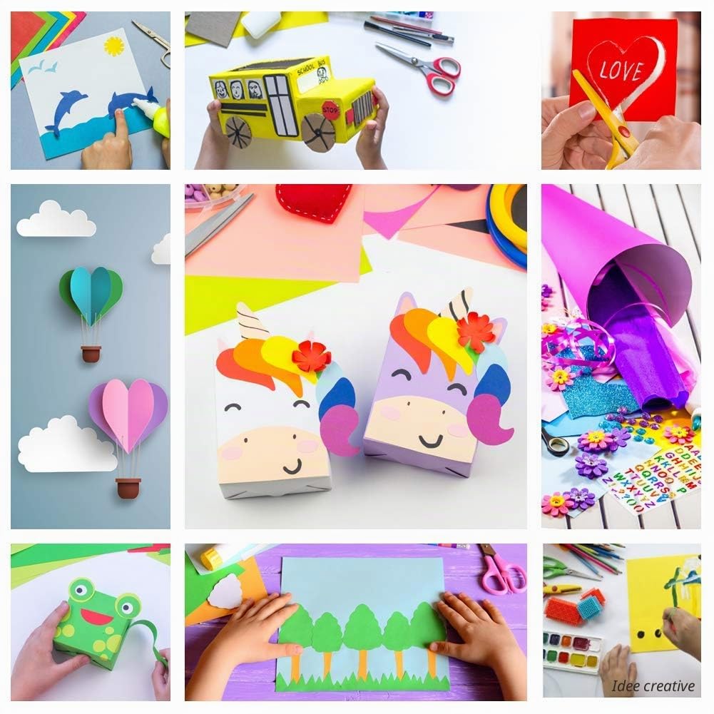 50 fogli di CARTA COLORATA DIN A2 - set di cartone fotografico 300 g/m² 10 colori - carta artigianale e fogli di cartone colorati, fogli per bambini e fai da te, regali, creatività, MADE IN GERMANY
