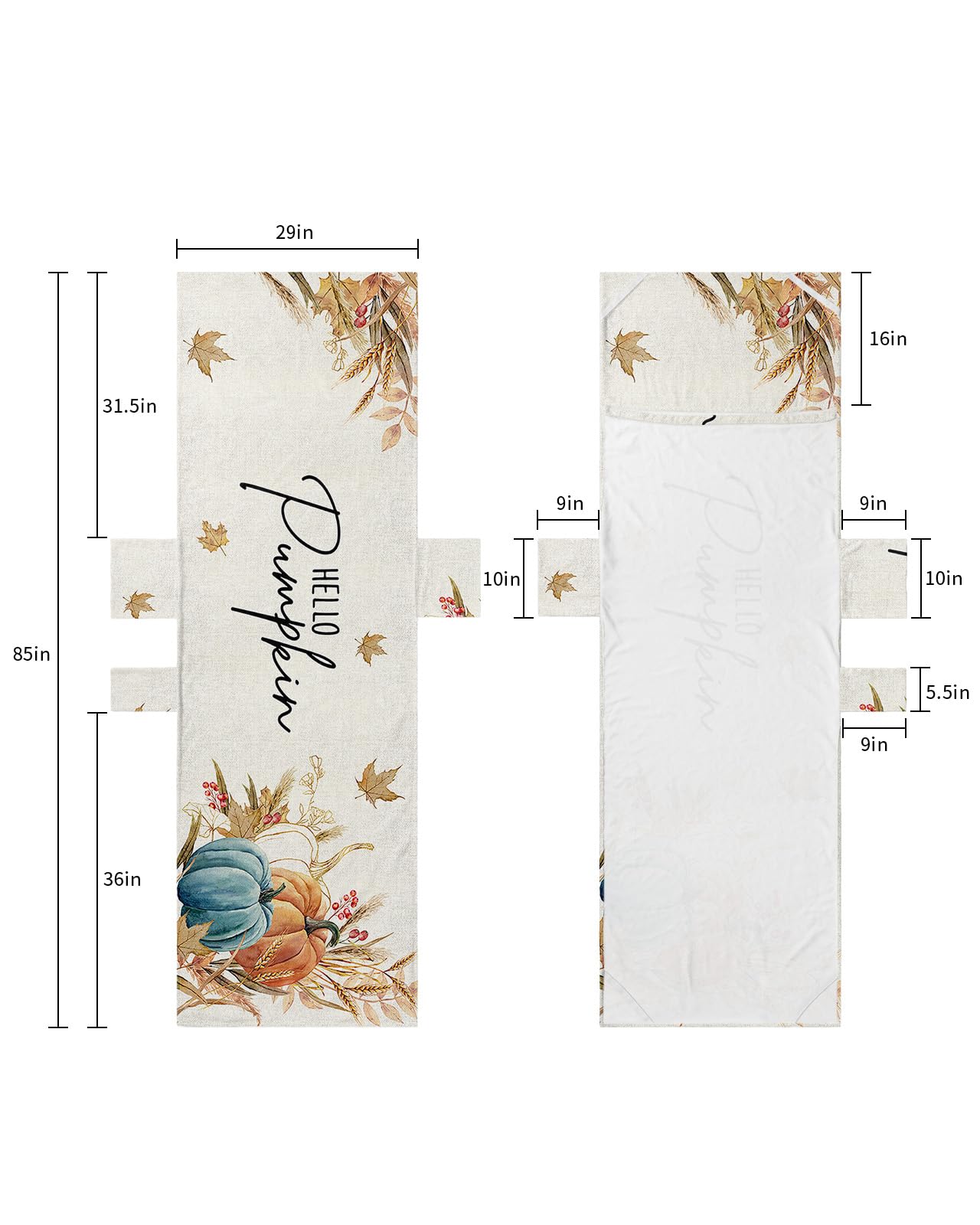 Teal Orange Pumpkin, Beach Lounge Chair Towel Cover, Soft Chaise Lounge Towel with Side Pockets Patio Pool Chairs Cover for Beach/Pool Sunbathing 29x85 Fall Thanksgiving Autumn Leaves