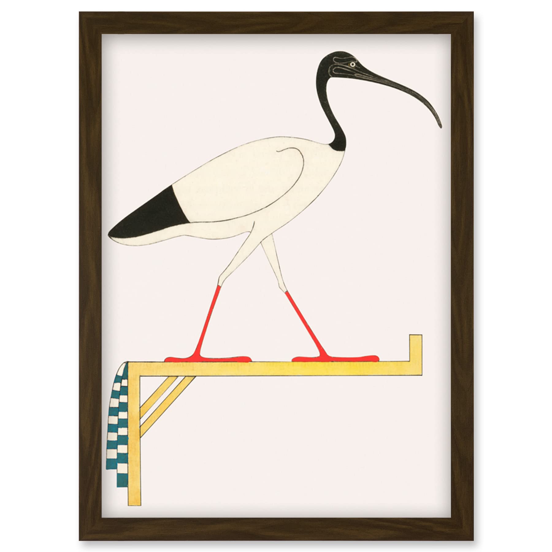 Wee Blue Coo Sacred Ibis Bird on Stand Thoth Egyptian Vintage Illustration Artwork Framed Wall Art Print A4
