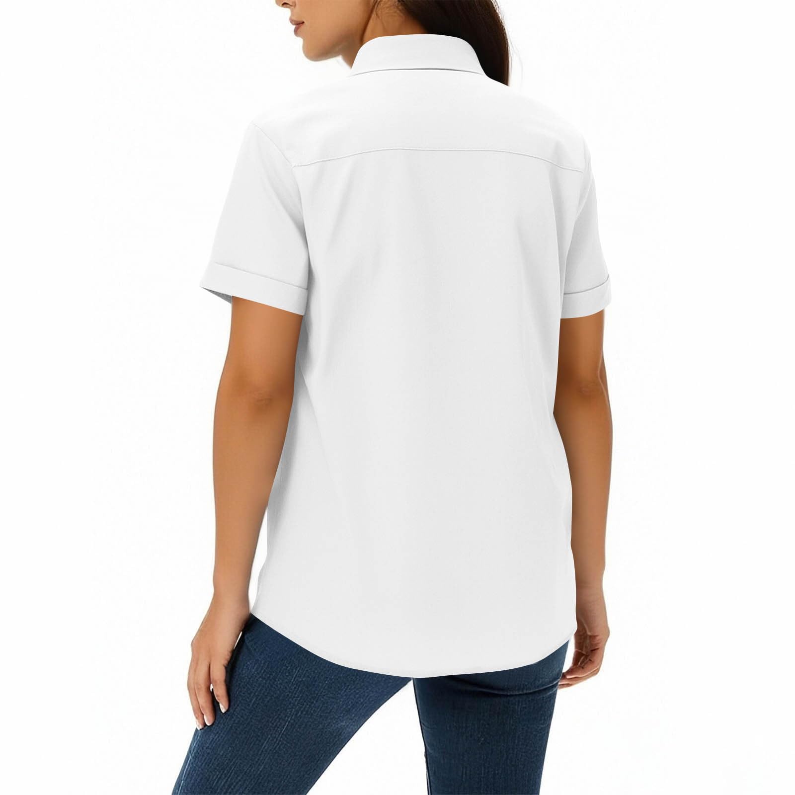Damen UPF 50+ Shirt Kurzarm Sommer Shirts Outdoor Sport Wanderbluse Schnelltrockner Wandern Hemden Revers Knopfleiste Hemdbluse Einfarbig Lässig Sportshirt Atmungsaktive Blusentop