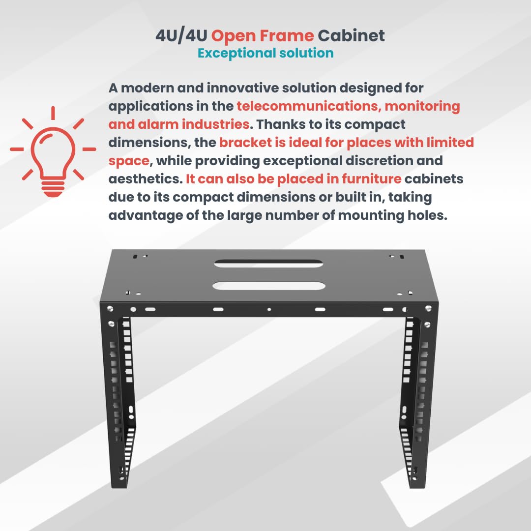 Rack Da Parete 19 Pollici 4U Stalflex - Scaffale Per Server E Apparecchiature Di Rete, Portata 80kg, Acciaio Resistente - Foto 12