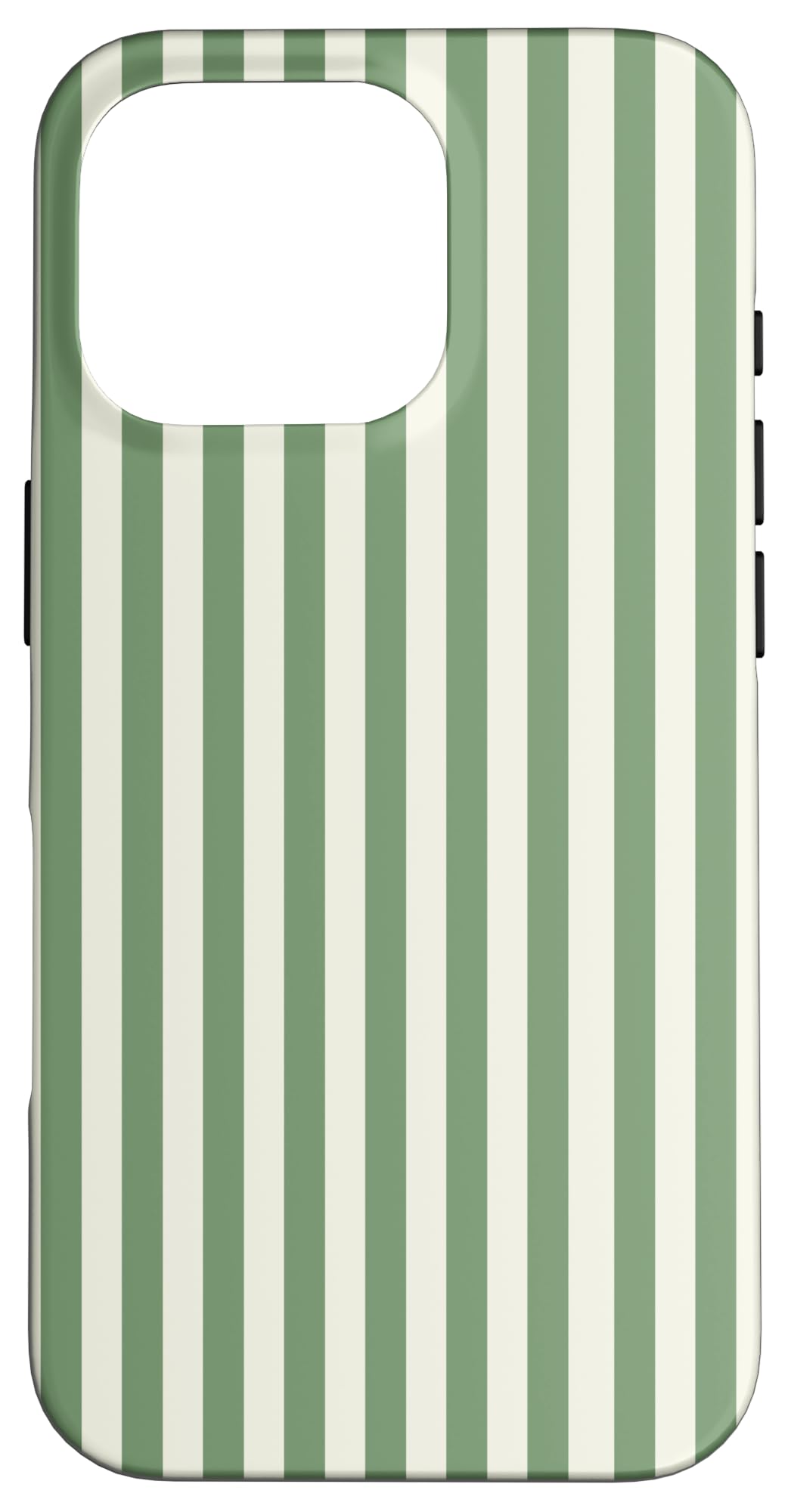 Cream and Green Stripes Geometric Vertical Lines Pattern Case for iPhone 16 Pro