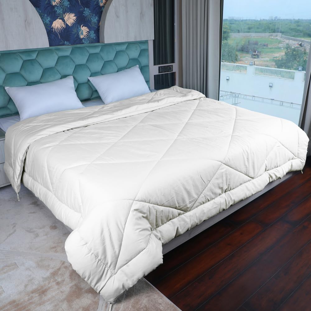 AVI 220 GSM Microfiber Polyester Comforter Single Bed | All Season 3 Layered Quited Blanket Single Bed, Reversible AC Comforter Single Bed, Quilt, AC Blanket, Dohar Single Bed, (White, 60x90 Inch)-image-8