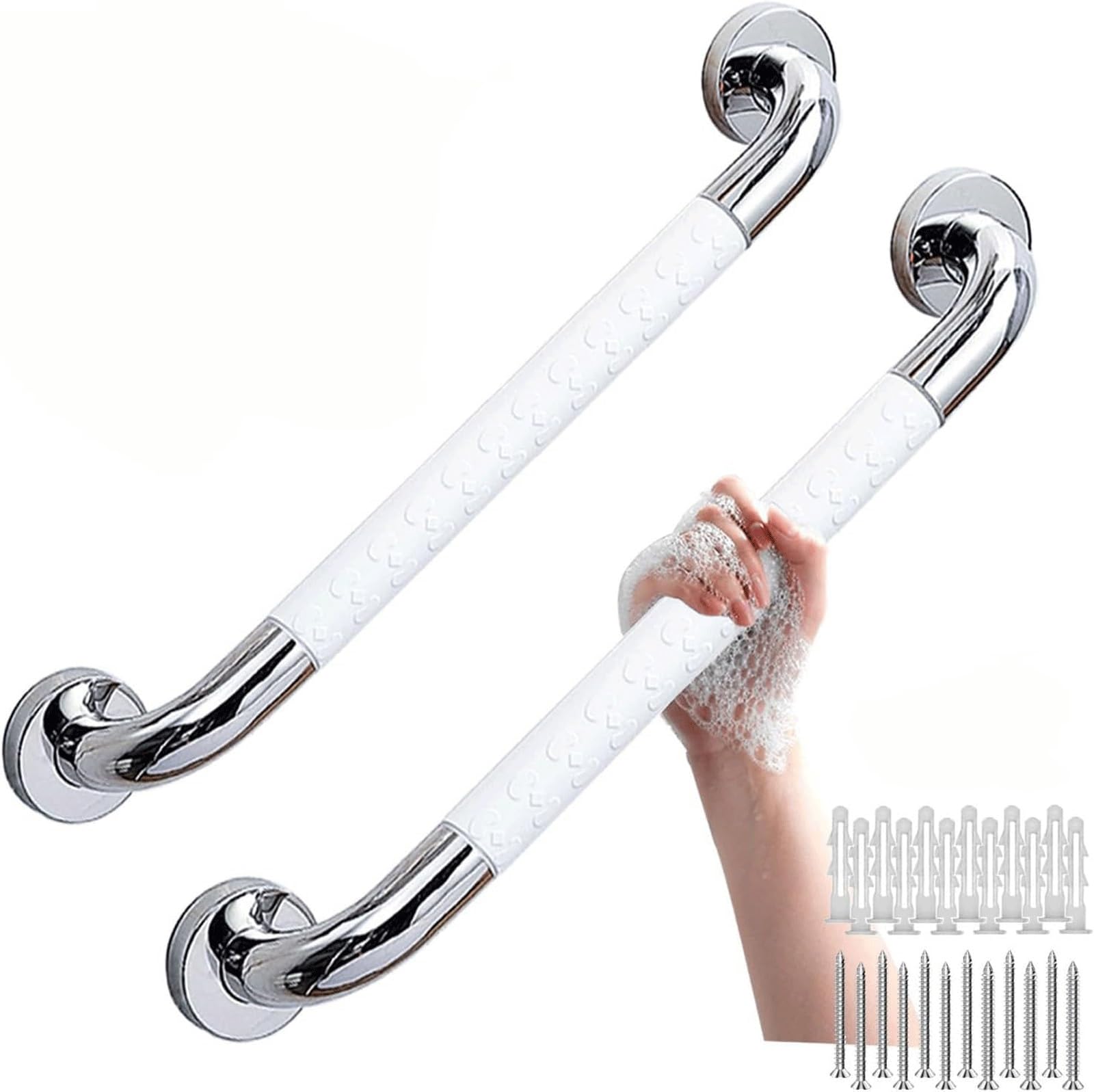 Lliuvcc A Shower Handle 2 Pack, Stainless Steel Nti Slip Handrails, Suitable For Bathtubs Nd Showers, Suitable For Disabled Shower Handrails For The Elderly(,40Cm)
