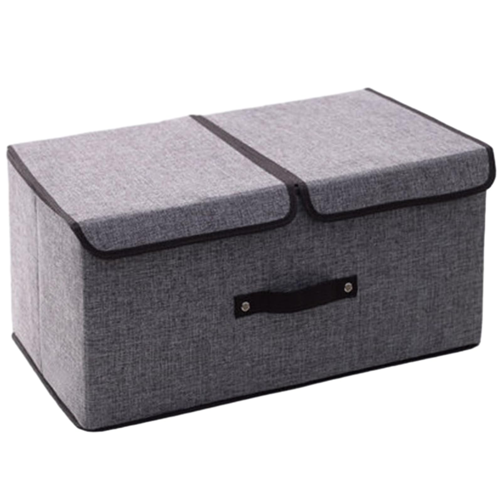 Mekalero Women's Grey Cotton Linen Storage Box With Cover Double Lids Underwear Container Versatile Clothing Organizers For Practical Storage Solution