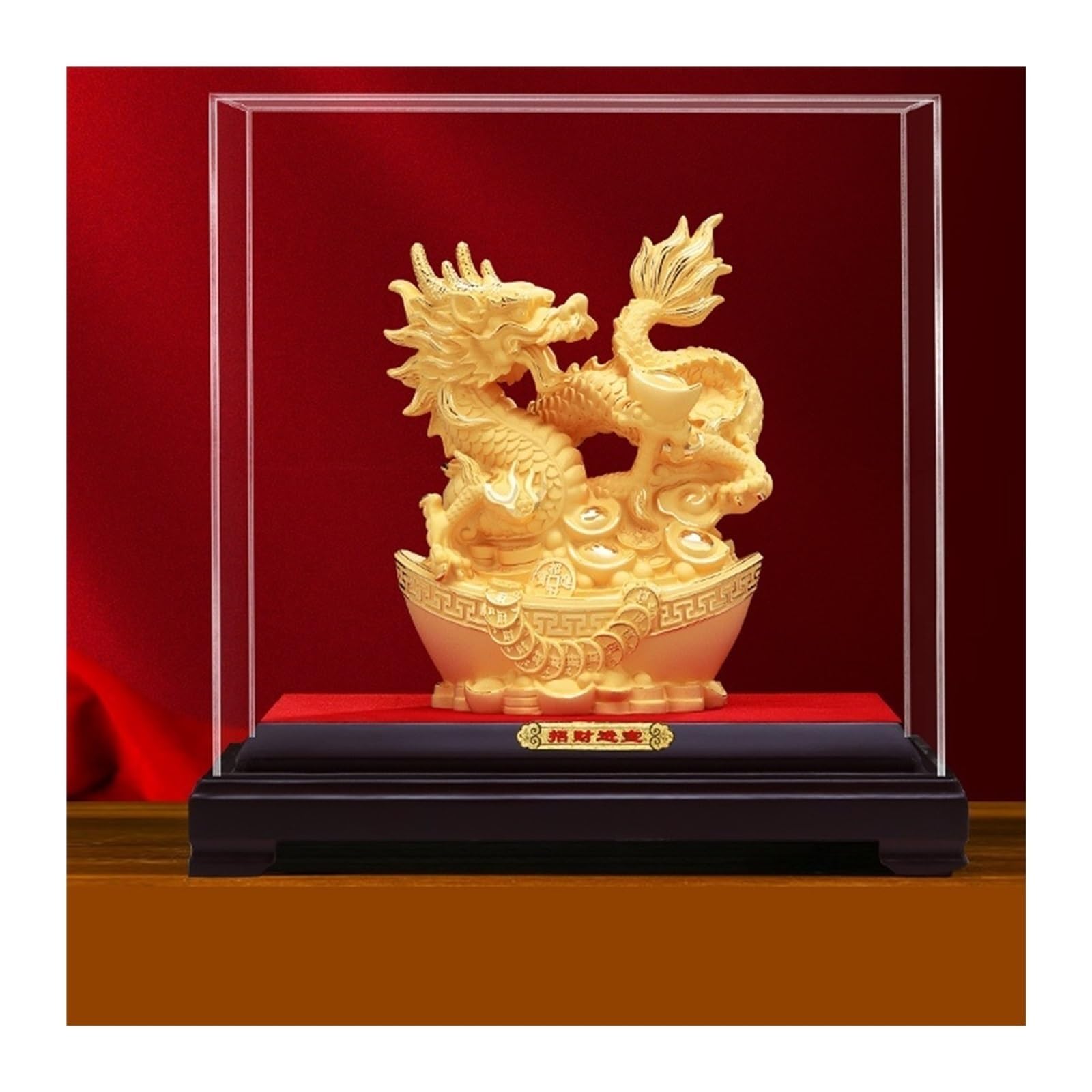 Estatua de Estatuilla Artificial Adornos de dragón dorado, estatua de Fengshui for la riqueza y la suerte, decoraciones de mesa central, adorno de escritorio for oficina en casa Decoraciones de Escrit