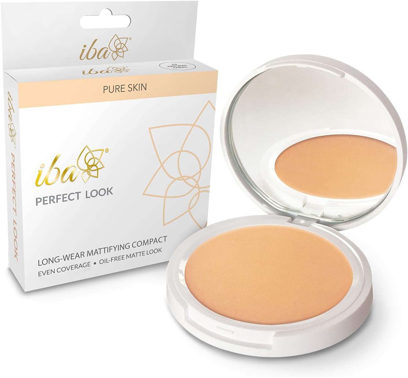 Iba Pure Skin Perfect Look Long Wear Mattifying Compact - Natural Coral, 9g | Even Coverage | Oil Free | Matte Finish | SPF 15 | Face Makeup | 100% Natural | Halal Certified & Vegan Makeup