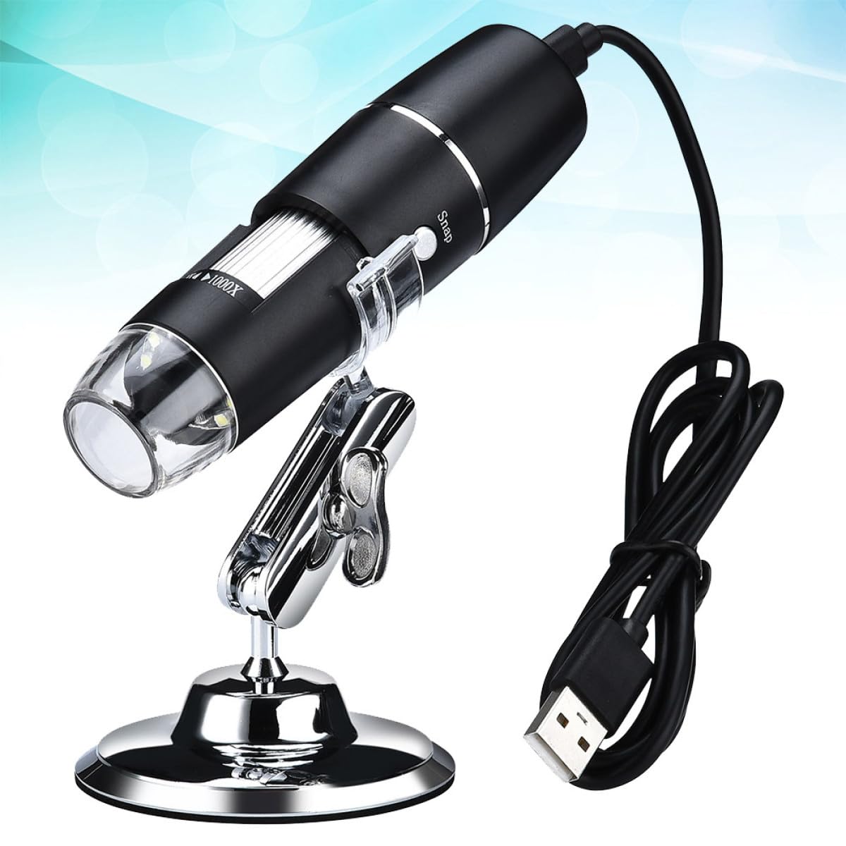 Microscopio Digital USB 1000 Aumentos Lupa Flexible y Luz LED Integrada para Inspección Electrónica, Laboratorio y Colección de Monedas, Adecuado para Uso Industrial y Educativo