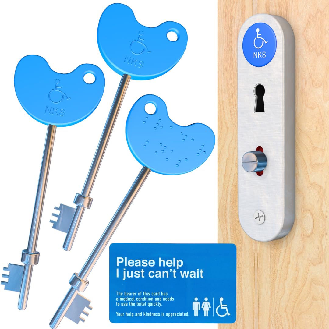 Radar Key for Disabled Toilets UK Easy Turn Pack of 3 โ with Just Can't Wait Card