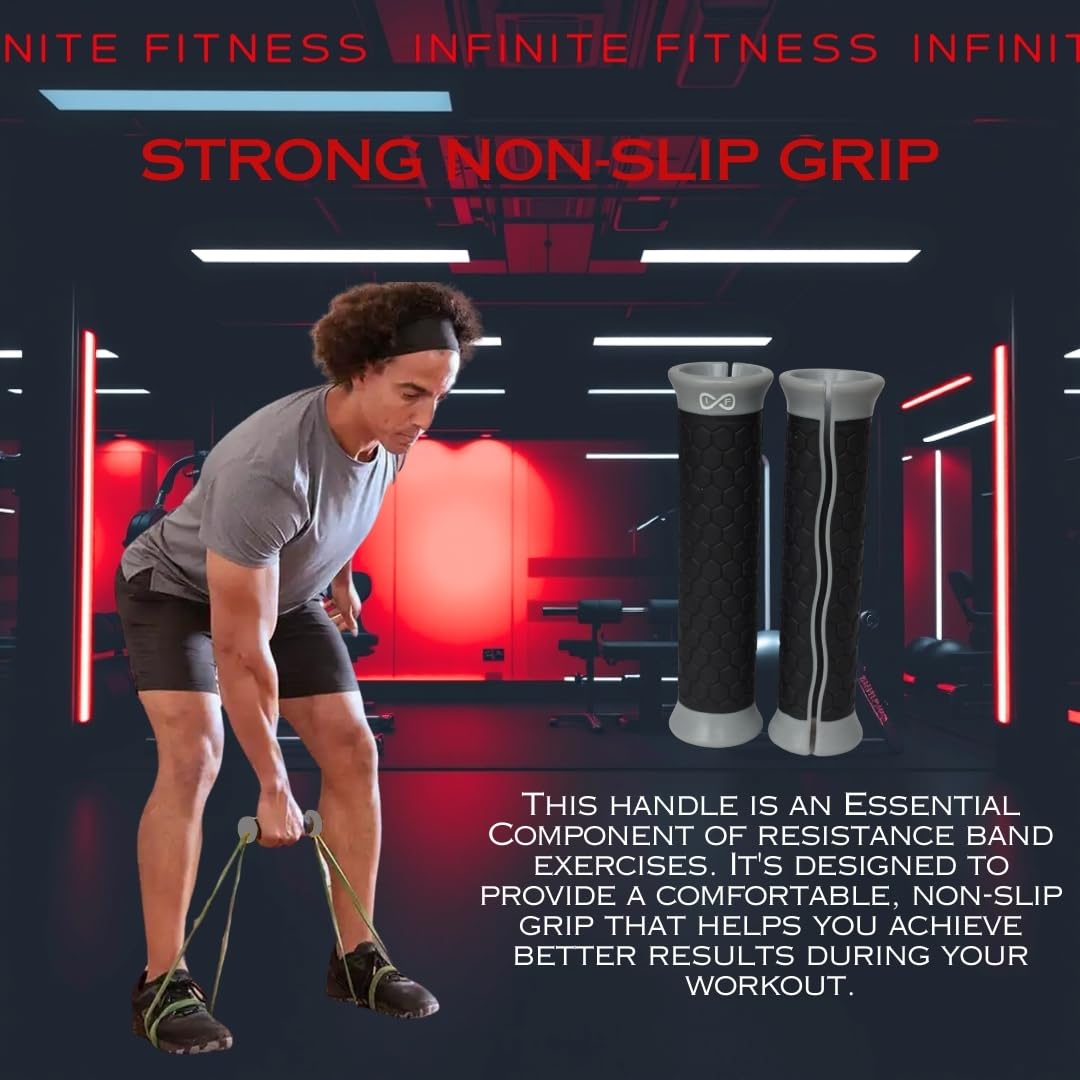 Black/Grey Handles for Resistance Bands, Pull Up Assistance Bands Set, Strength Training & Exercise Equipment - Image 3
