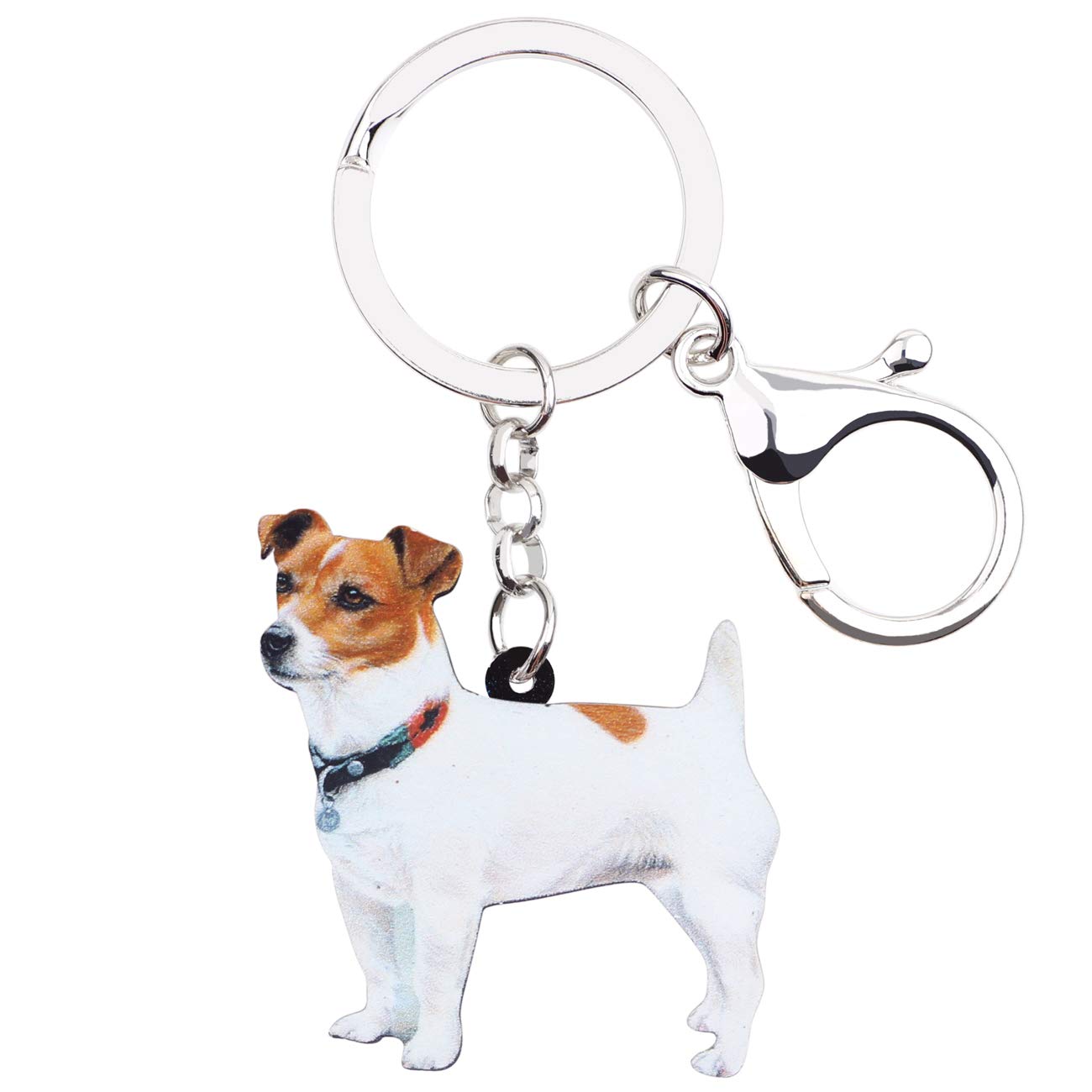 Weveni Women's Multicoloured Acrylic Jack Russell Dog Keychain Accessories For Girls Bag Wallet Charms (Multicoloured)