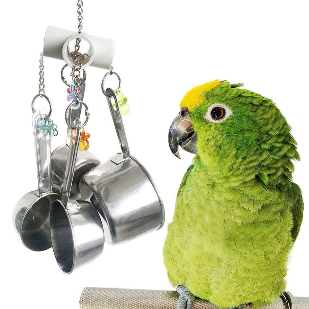 Uteruik Bird Chew Toy Metal Spoons For Parrot Budgie Parakeet Cockatiel Conure African Greys Amazon Cockatoo Macaw Eclectus Budgie Lovebird Finch Cage, 1Pcs (F-#8)