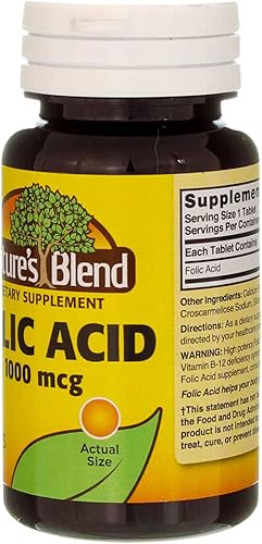 Miniatura 5 de Nature`s Blend - Tabletas de ácido fólico de 1000 mcg, 100 unidades (paquete de 6)