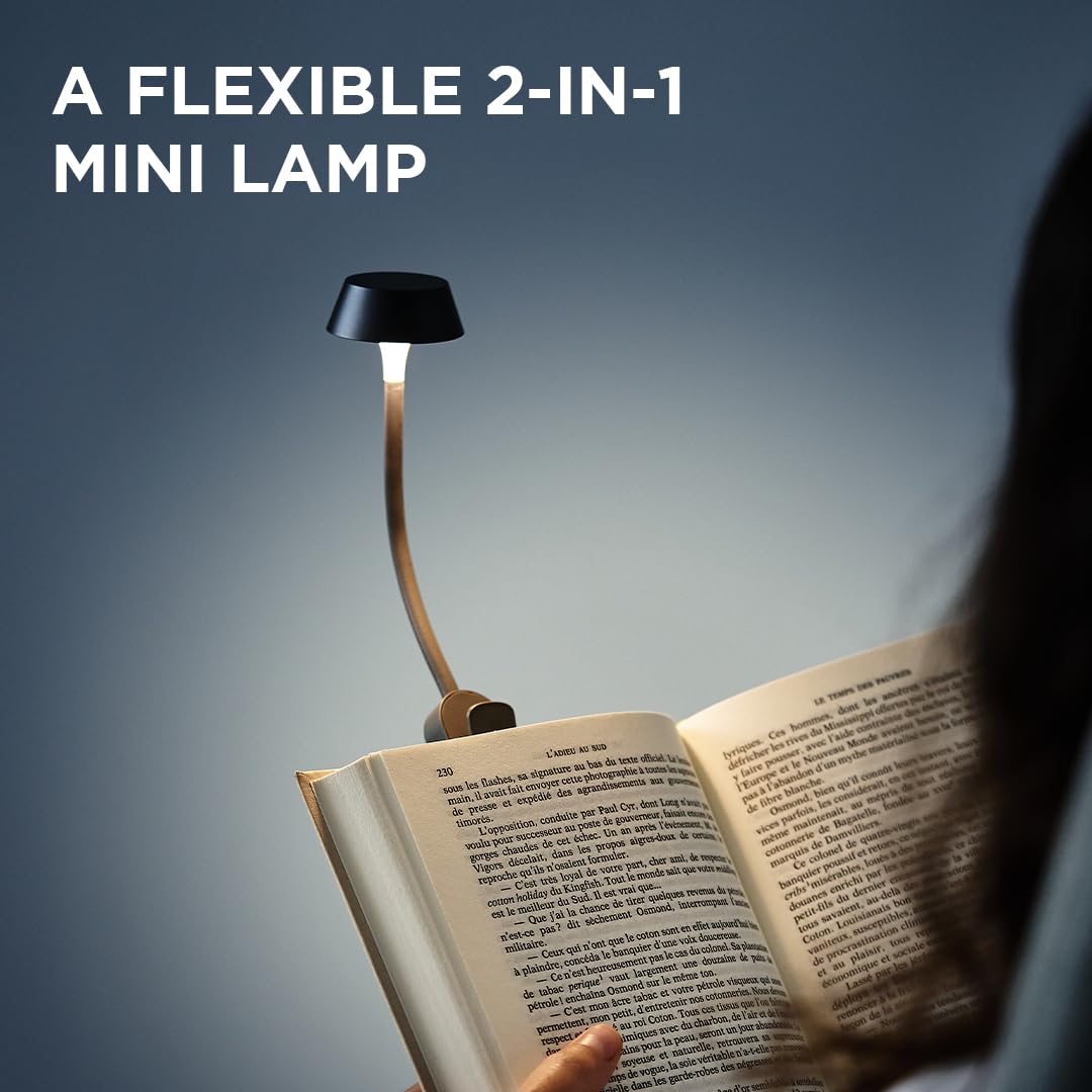 Lexon MIMI Clip Reading Light, Bed Reading Light, Bedside Table Base Included, 9 LED Colours - Image 2