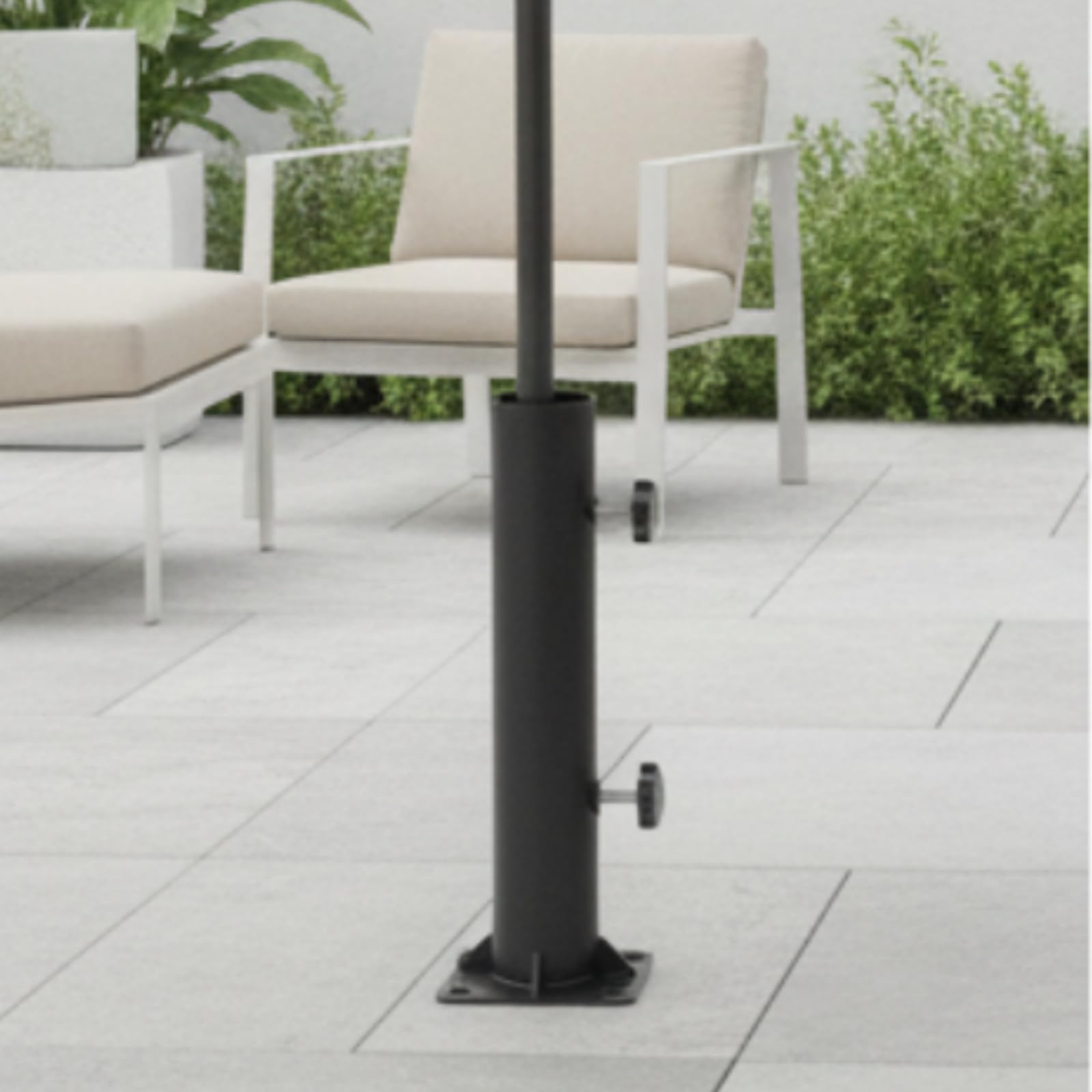 Colcolo Base di Supporto Esterno Porta Ombrellone Supporto Staffa Staffaggio Staffatura in Acciaio con Ghiere Stringitubo E Boccole Intercambiabili Adatta a Terrazze Giardini Campeggio