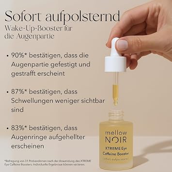 mellow NOIR Concentrated Booster & Xtreme Eye Caffeine Booster Bundle Face Serum 30 ml + Eye Serum 15 ml Instant Firming & Plumping Against Wrinkles Dark Circles & Swelling