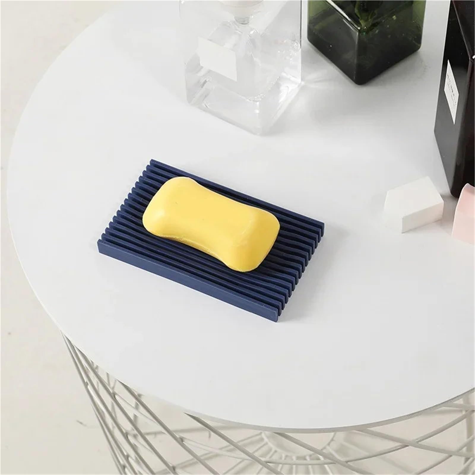 Jabonera Antideslizante, Paquete de 3 Cajas jabón Silicona, Soporte Drenaje, Almacenamiento Ducha for baño, Plato Antideslizante, Multicolor(Grey)
