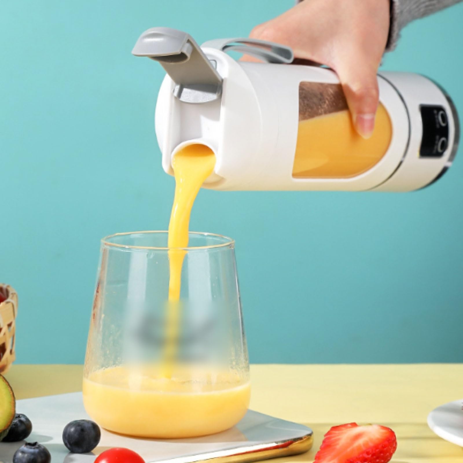Plastikowy przenośny blender z wylewką łyk elektryczny USB mini sokowirówka blender 12 ostrzy do kuchni biura podróży siłowni