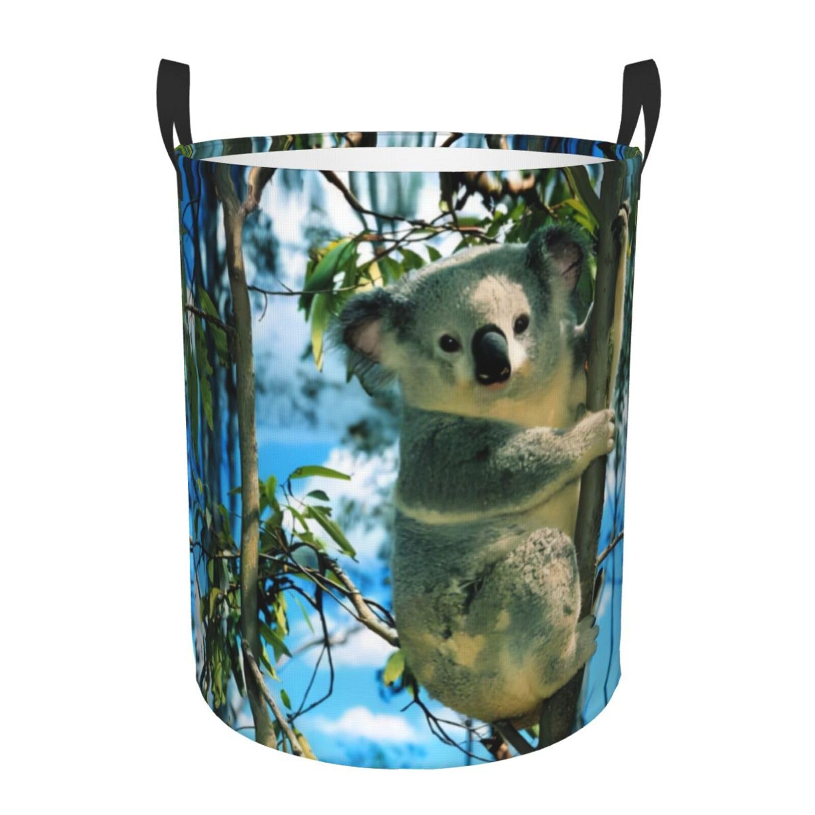 S Circular Hamper Bear Koala Print Storage Basket for Home