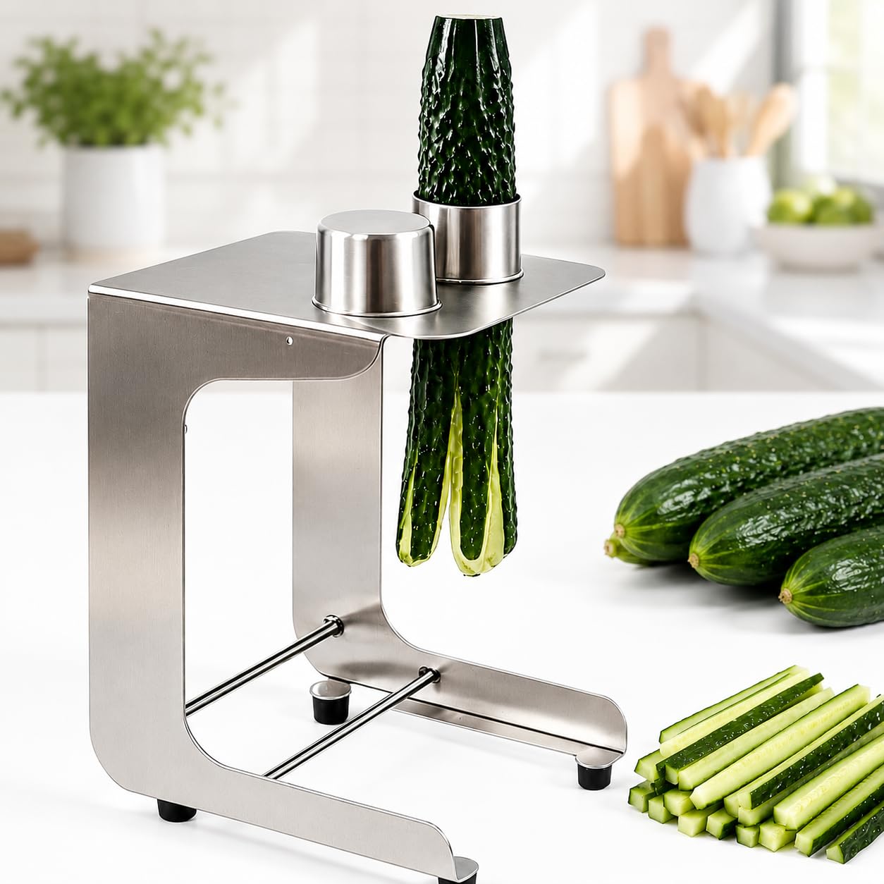 TsoLay Handy Carrot Stick Cutter Tool, Manual Cucumber Cutter with 2 Blades, Cutting Speed 10 Slices/Minute, Cutting Diameter 45mm, for Salad Making, Cooking, Sushi, Meal Preparation