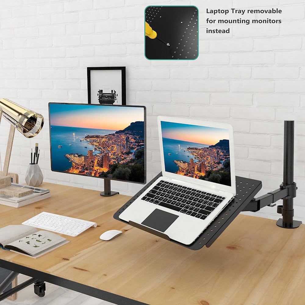 Podstawka Pod Laptopa Na Biurko,Do Laptopów O Przekątnej 13-17 Cali,Maksymalne Obciążenie 22 Funty,Wentylowana Podstawka Chłodząca,Możliwość Montażu Za Pomocą Zacisku C I Otworu Przelotowego