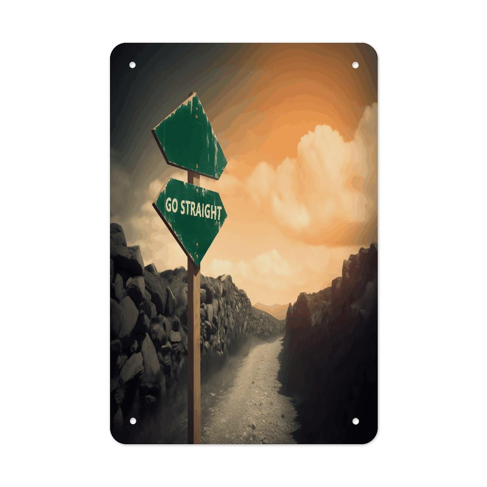Btcowzrv Style Guidance On The Road Metal Tin Sign Wall Decor Hanging Plaque
