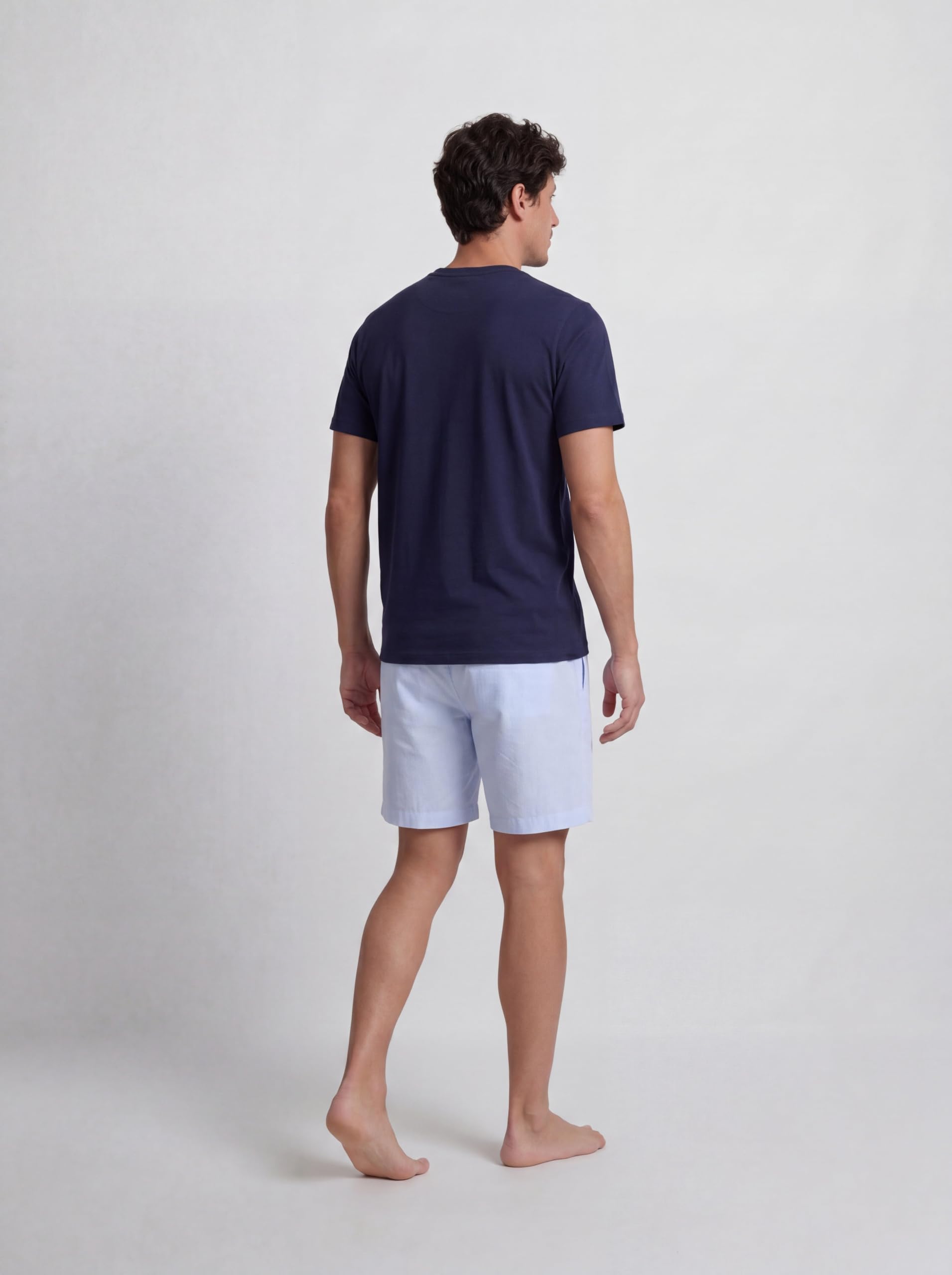 SILBON Pijama Corto Bolsillo Rayas Azul Marino