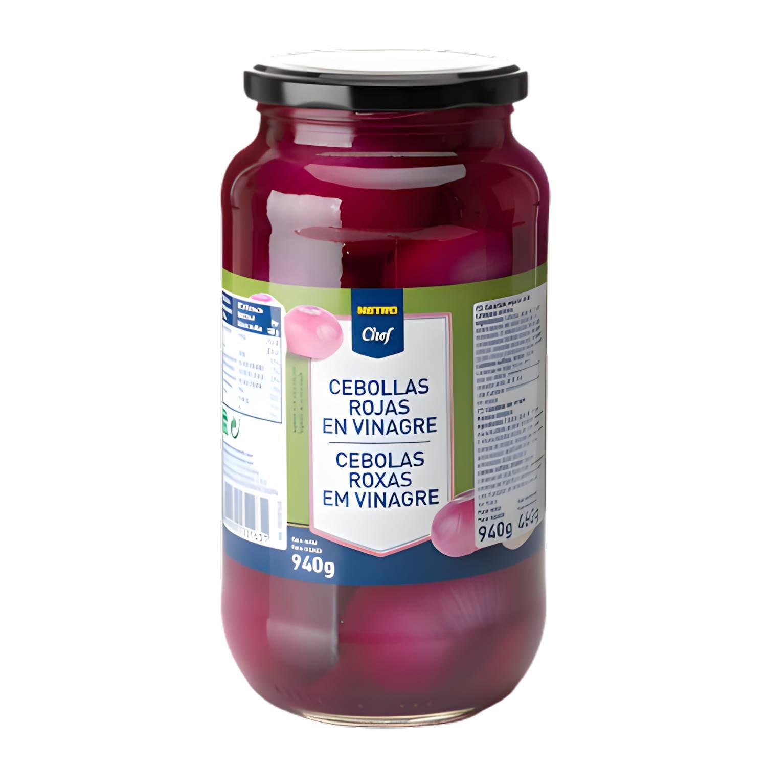 Cebollas Rojas en Vinagre Chef – El Toque Perfecto para tus Ensaladas y Aperitivos (1 TARRO 940g. (Esc. 460G.))