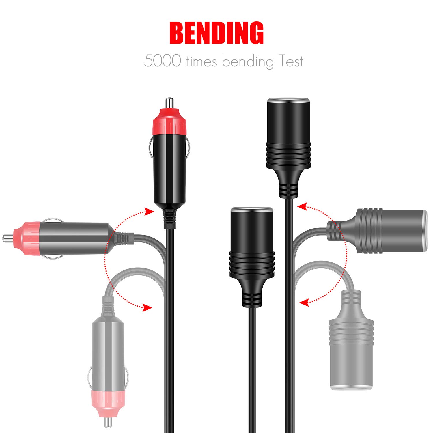 Buy YONHAN 1 to 2 12V Car Cigarette Lighter Splitter Power Charger Port