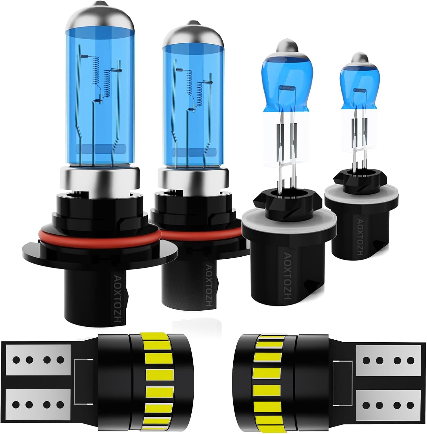 HeadLight Bulbs Fit for 1994-2004 Ford Mustang,9007 High Low Beam Light Bulbs 880 Fog Light License Plate Lights Combo,Halogen HeadLight,300% Brightness,Plug and Play,6000K White,6 Pcs