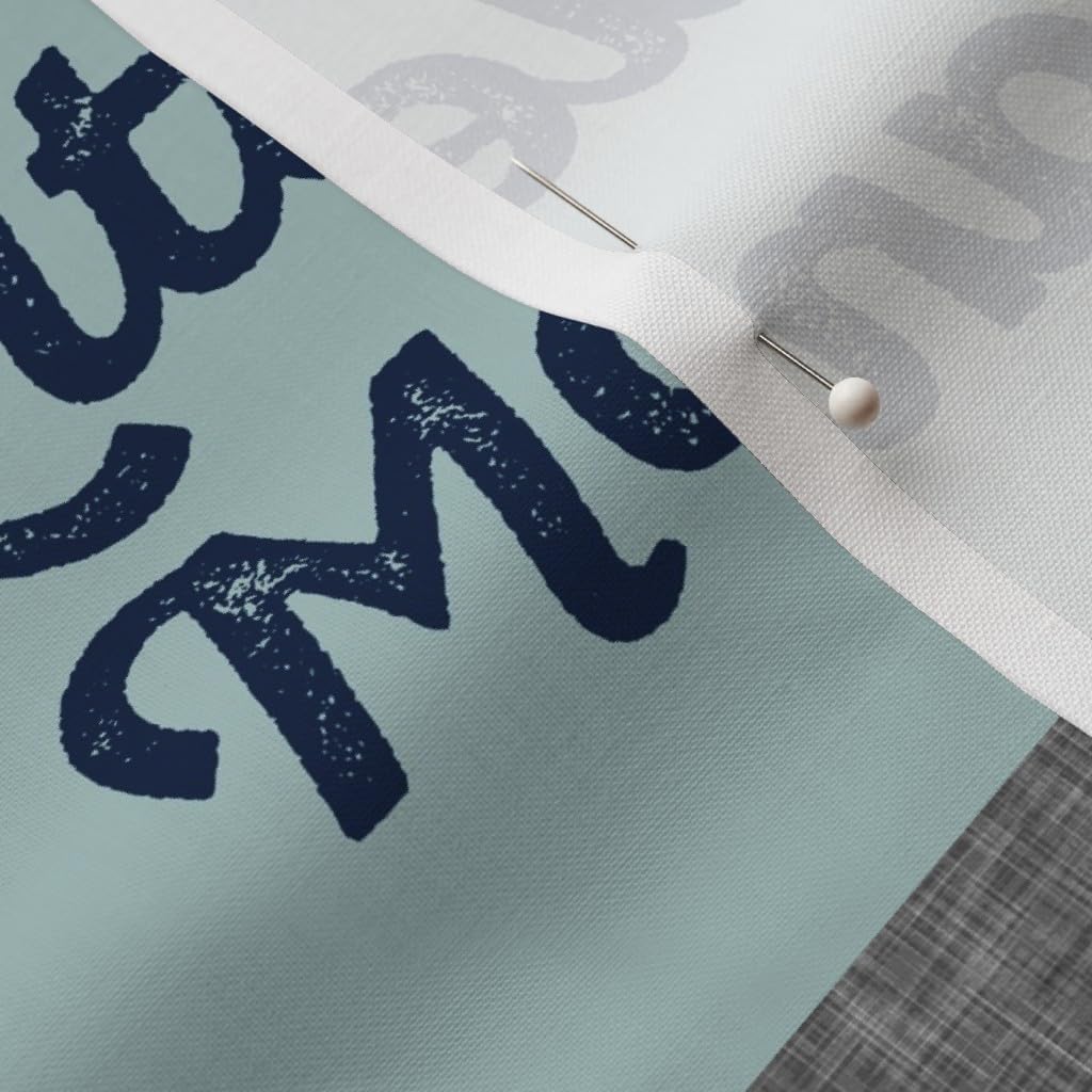 Spoonflower Fabric - Little Man Wholecloth Navy Dusty Blue Mustache Quilt Cheater Printed on Petal Signature Cotton Fabric by The Yard - Sewing Quilting Apparel Crafts Decor