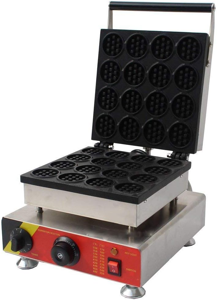 Huanyu 16pcs Commercial Non-stick Electric Mini Round Waffle Maker Baker Making Machine 110V/220V (110V)