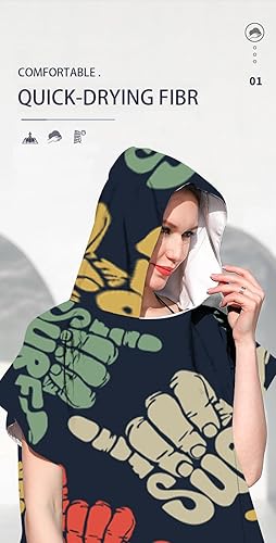 Miniatura 5 de Poncho de surf cambiador con capucha, toalla de playa, traje de neopreno de secado rápido, absorbente, manta de microfibra con bolsillo frontal para
