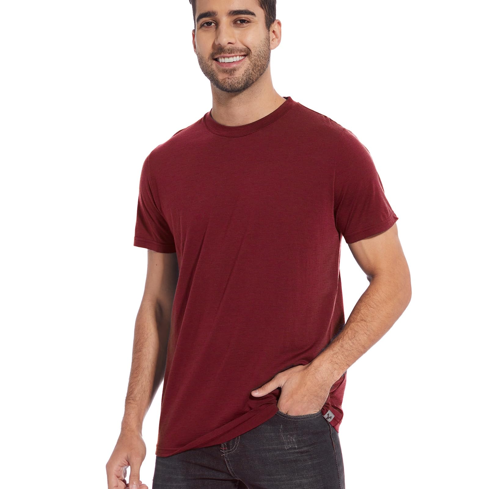 MERINNOVATION Mens Merino Wool T-Shirt - Men Merino Wool Shirt Lightweight Wicking Base Layer Undershirt for Hiking Travel