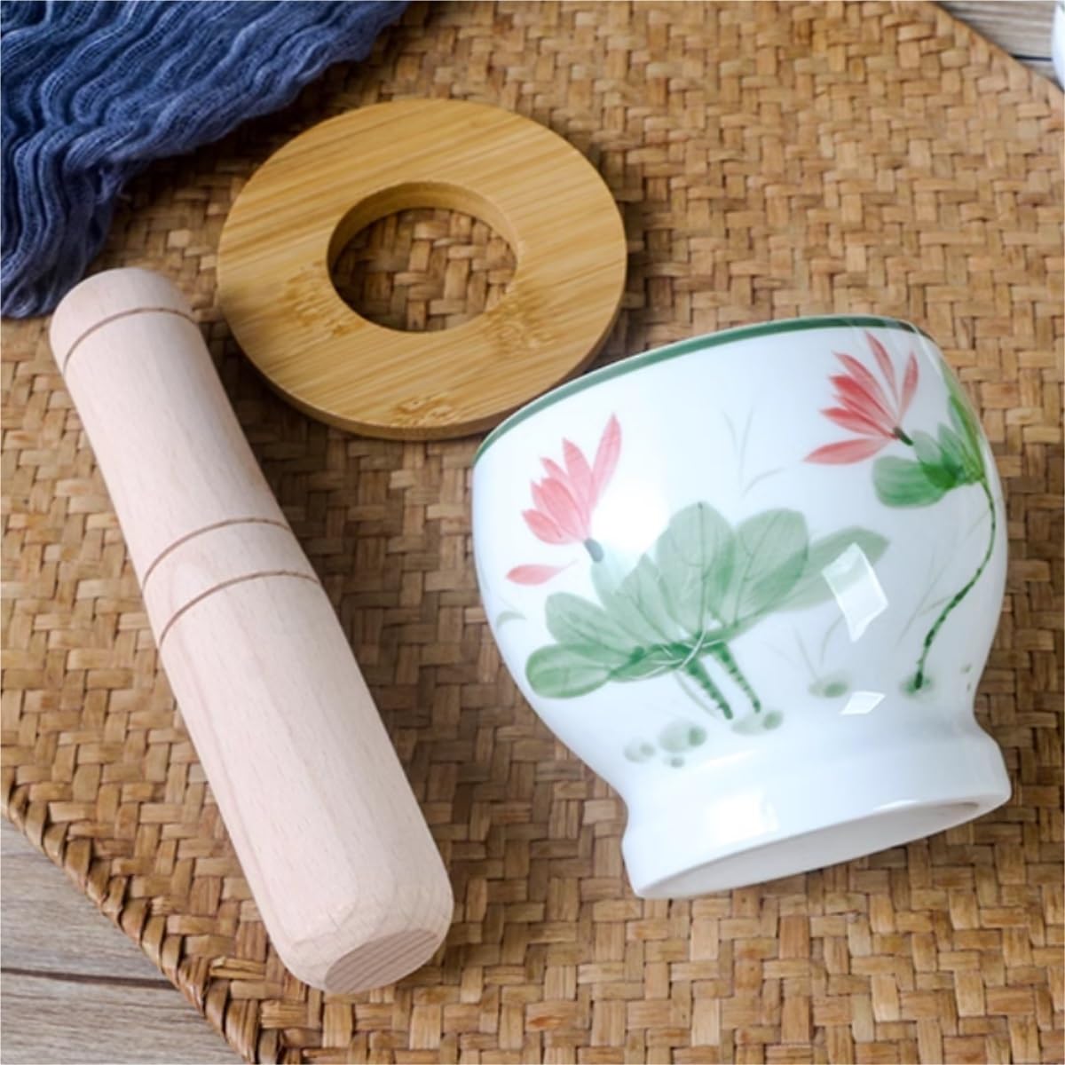 Mortier et Pilon Ensemble De Pilon À L'ancienne, Mortier Ail, Ménager, Broyage en Céramique Cuisine Set