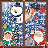 419PCS Christmas Window Stickers,Double Sided Snowflake Cling, Decorations for Glass and in Indoor,Gifts for Xmas Holiday Home Office Decor