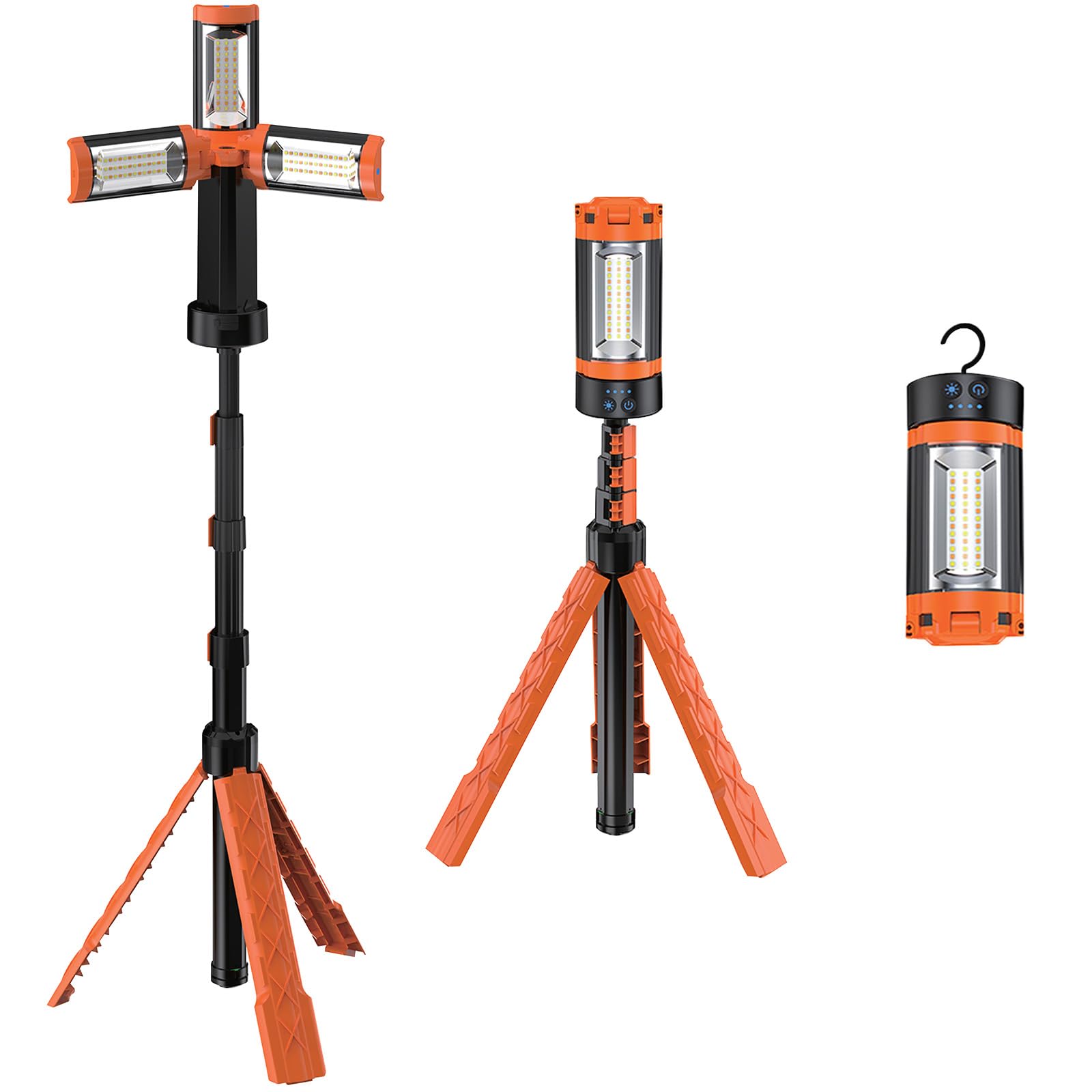 Crystals Rechargeable LED Work Light with Tripod Stand, 2500 Lumens Portable LED Cordless Adjustable Work Light, Emergency Light & Power Bank for Garage, Camping, Outdoor Job Site, Workshop, Picnic