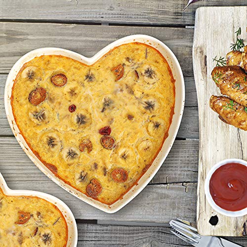 Keponbee HEART BOWL 8 2 Pcs Porcelain Big Heart-Shaped Bowls White Deep Heart Plates Salad Bowl/Fruit Bowl thumb #3