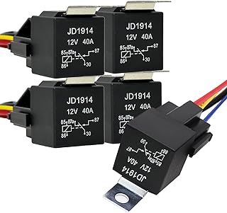 5 Pack Relay 12V 40A, 5 Pin Relay SPDT with Sockets and Wiring Harness Relay Switch Kits for Car Truck Motorcycle Boat