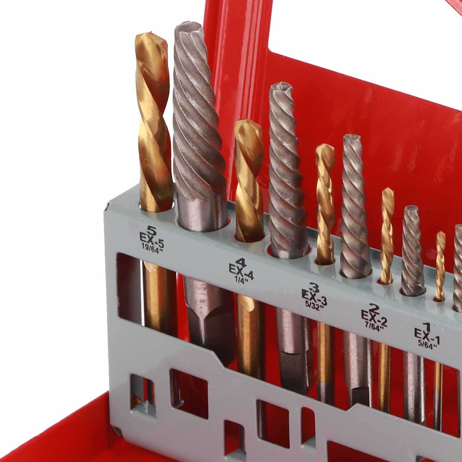 10-Pack Damaged Screw Remover Set including Left-Hand Cobalt Drill Bits & Storage Case for Stripped Screws Extraction Tool Kit - Image 4