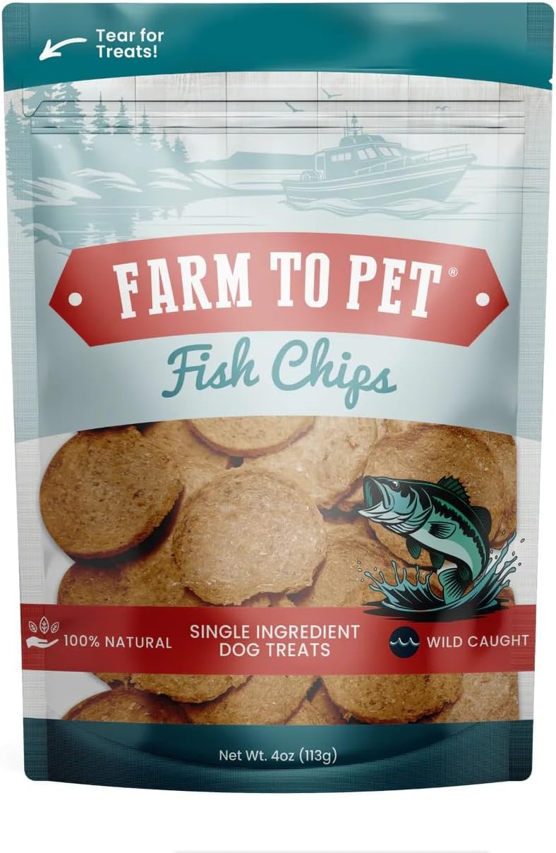 Farm To Pet - Dog Training Treats - 12 oz Fish Chips, Single Ingredient, Lean, All Natural, Healthy Treats for Small, Medium, Large Dog Breeds, & Puppies, Made in USA (12oz)