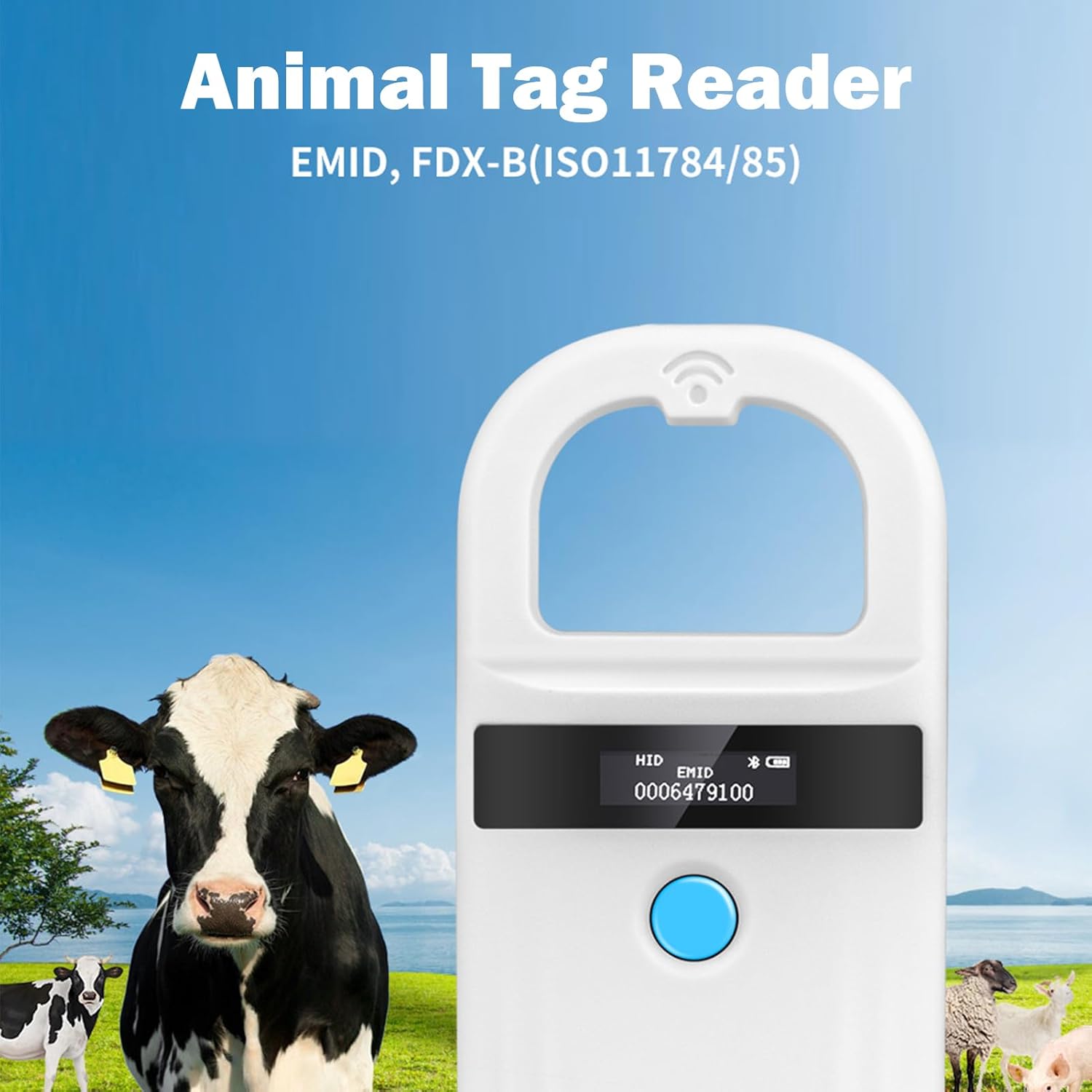 Pet Microchip Scanner, Rechargeable Pet Microchip Reader, Pet Microchip Scanner Supports FDX-B(ISO11784/11785), Pet Chip ID Scanner with OLED Display Screen(White)