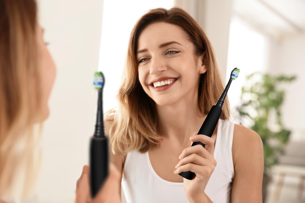 Cabezales de cepillo de repuesto compatibles con Philips Sonicare ProtectiveClean 6100, 5100, 4100, cepillo de dientes eléctrico W para Sonicare 6062/95, negro, 12 unidades