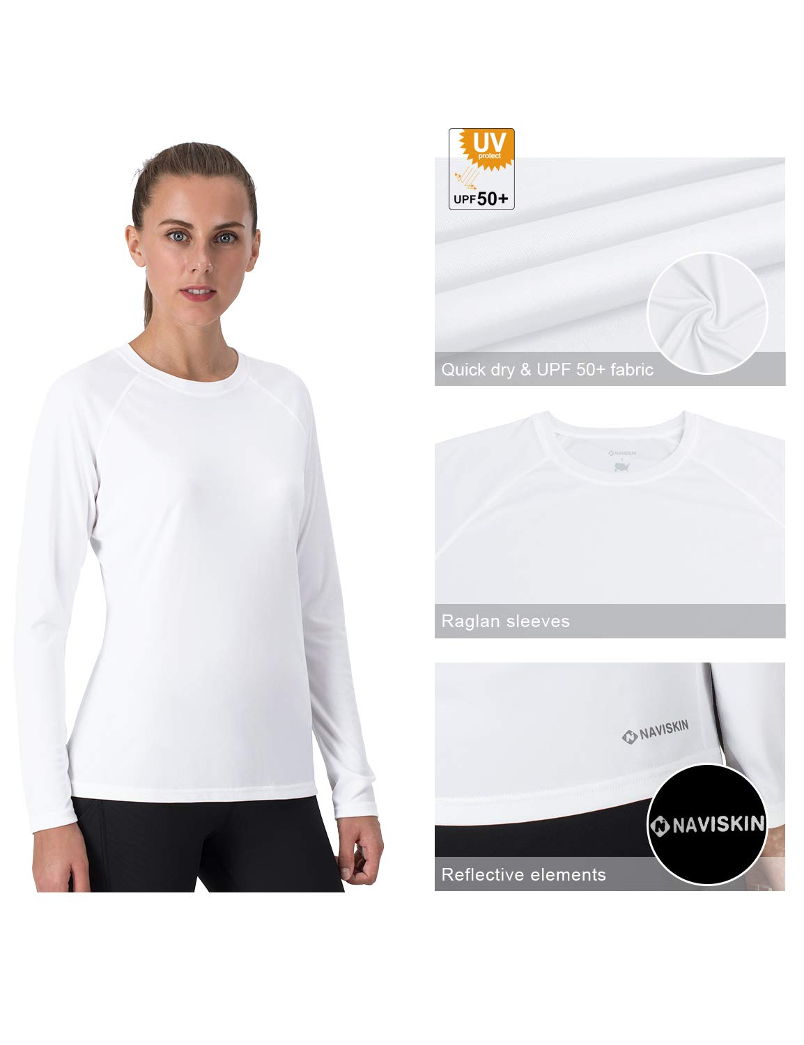 Chemise Anti-UV NAVISKIN Femme - Manches Longues UPF 50+ Pour Randonnée Et Activités Extérieures